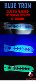 Ice Strong Outdoors - 10" or 12" Chrome/Glow Fishblades - Dragon/Dragon Slayer/Blue Tron/Green Tron