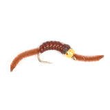 Barbless Tungsten San Juan Bead Head Power Worm Brown 6 Flies Size 10