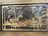 Buck and Doe in The Woods Gun Concealment Furniture - Handcrafted Hidden Gun Storage Wall Decor - Hidden Gun Shelf with Magnetic Lock for Quick Access