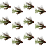 Olive CDC Caddis Emerger 12 Flies Hook Size 14