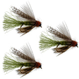 3 Pack Olive CDC Caddis Emerger Flies Hook Size 14