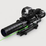 Pinty Nova 3-in-1 3-9x32 SFP Rifle Scope Combo, Green Laser