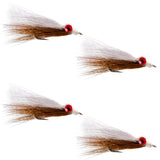 Clousers Deep Minnow Brown White - Streamer Fly Fishing Flies - 4 Saltwater and Bass Flies - Hook Size 1/0