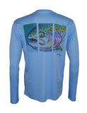 Men's Sun Protective Fishing Shirt Columbia Blue/Rainbow Trout