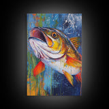 Trout Painting, Fly Fishing Art, Rustic Decor, Lake Tahoe Art, Nautical Wall Art, Coastal Decor, Framed Canvas Print, Gift Idea