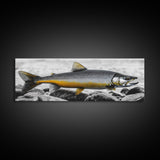 Golden Trout, River Rocks, Fishing Moment, Canvas Print, rustic lakehouse decor, angler gift wall art, fish print, cabin lodge artwork