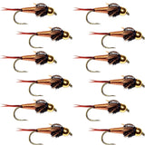 Barbless Bead Head Copper John Nymph Fly 1 Dozen  Fishing Flies -  Hook Size 16