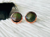 Genuine Turkey Feather Stud Earrings Rose Gold Handmade Michigan
