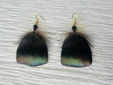Michigan Wild Turkey Feather Earrings With Glass Beads Sustainable Natural Style