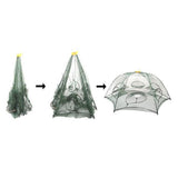 12 Holes Foldable Crab Fish Trap Cast Net Cast Folding Fishing Net