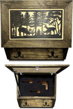 Gun Concealment Furniture - Deer Hunter Coat Rack Hidden Wall Safe with Hooks for Coats, Bags, & Hats - Quick Access Hidden Gun Storage - Wood Gun Cabinet with Secure Magnetic Lock