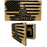 Dont Tread on Me Concealment Shelf - Quick Access Patriotic Hidden Gun Storage with Magnetic Lock - Safe & Secure Gun Concealment Furniture (Distressed)
