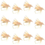 Barbless Yellow Elk Hair Caddis Classic Trout Dry Flies 1 Dozen Flies Size 12
