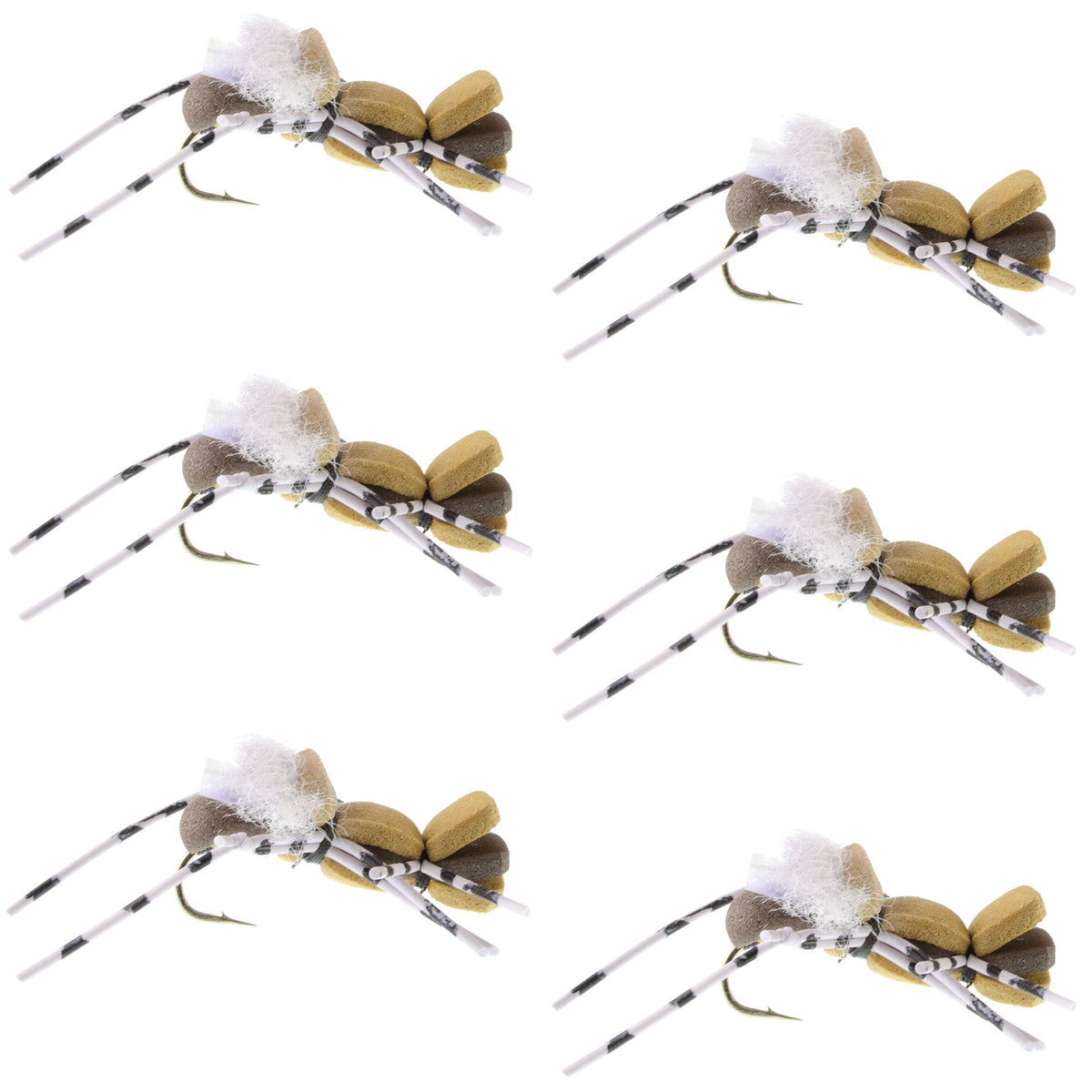 Fat Albert Tan Foam Body Grasshopper Fly - 6 Flies Hook Size 10 – Ice ...