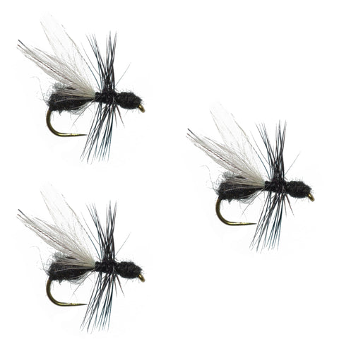 dry fly fishing setting hook 3 Pack Black Fur Flying Ant Terrestrial Trout Dry Fly