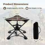 Folding Camping Stool 360¬∞ Swivel Hunting Chair with Anti-Sink Feet