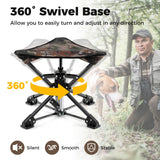 Folding Camping Stool 360¬∞ Swivel Hunting Chair with Anti-Sink Feet