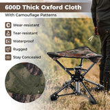 Folding Camping Stool 360¬∞ Swivel Hunting Chair with Anti-Sink Feet