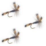 3 Pack Gray Wulff Classic Trout Dry Flies Hook Size 8