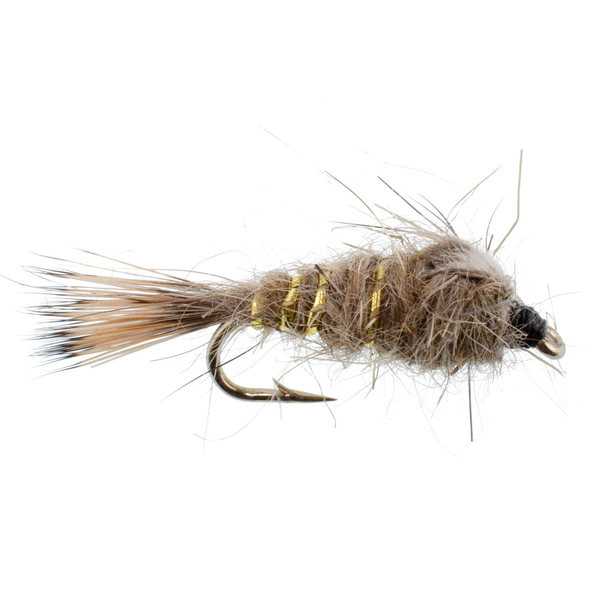 Classic Weighted Gold Ribbed Hares Ear Nymph - Set of 6 Flies - Size 1 ...