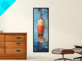 Nautical buoy, coastal wall art, nautical painting, rustic decor, fisherman painting, tall narrow art, framed canvas print