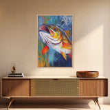 Trout Painting, Fly Fishing Art, Rustic Decor, Lake Tahoe Art, Nautical Wall Art, Coastal Decor, Framed Canvas Print, Gift Idea