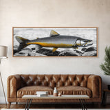 Golden Trout, River Rocks, Fishing Moment, Canvas Print, rustic lakehouse decor, angler gift wall art, fish print, cabin lodge artwork