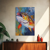 Trout Painting, Fly Fishing Art, Rustic Decor, Lake Tahoe Art, Nautical Wall Art, Coastal Decor, Framed Canvas Print, Gift Idea