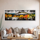 Salmon Wall Art, Rustic Fish Painting, Fishing Cabin Decor, Nature Wildlife Print, Lakehouse Art, Fall Colors, Framed Canvas Print
