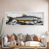 Golden Trout, River Rocks, Fishing Moment, Canvas Print, rustic lakehouse decor, angler gift wall art, fish print, cabin lodge artwork