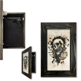 Hidden Gun Cabinet Safe with Skull Giving Middle Finger Wall Decor, Concealed Furniture