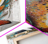 Abstract Trout, Fish Wall Art, Rustic Decor, Fly Fishing Art, Nautical Painting, Coastal Wall Art, Canvas Print