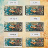 Trout, fish, colorful painting, fisherman painting, rustic wall art, trout art, framed canvas print, extra wide art, gift idea