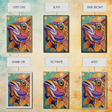 Fish Colorful, Tropical, Bold, Framed Canvas Print, vibrant ocean art, coastal bathroom decor, abstract tropical fish painting, boho beach