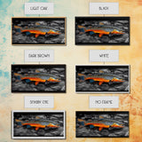 Rainbow Trout, Colorful Fish, Bold Patterns, River Stream – Framed Canvas Print, Fishing Wall Art, Cabin Decor, Rustic Wildlife