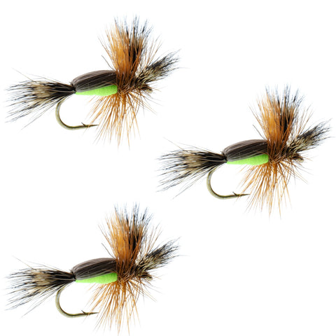 3 Pack Chartreuse Humpy Classic Hair Wing Dry Fly