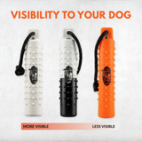 The HuntEmUp 3in Plastic Dog Training Bumper Dummy w/Valve Orange