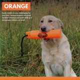 The HuntEmUp 3in Plastic Dog Training Bumper Dummy w/Valve Orange