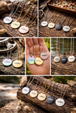 Engraved Circle Necklace with Sawtooth Fish