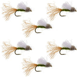 Olive Iris Caddis Emerger Caddis  Trout Dry Fly - 6 Flies Hook Size 16