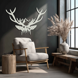 Majestic Deer Skull Metal Wall Art - Nature-Inspired Antler Decor- KAF300