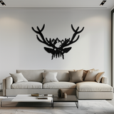 Majestic Deer Skull Metal Wall Art - Nature-Inspired Antler Decor- KAF300