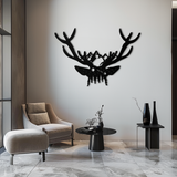 Majestic Deer Skull Metal Wall Art - Nature-Inspired Antler Decor- KAF300