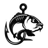 Fishing Hook and Fish Silhouette Metal Wall Art – Black Steel Angler’s Home Decor- KAF495