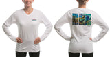 Women's Sun Protective Fishing Shirt White/Tarpon Layup