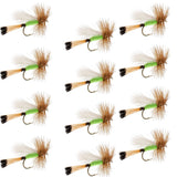 Lime Trude Classic Hair Wing Dry Fly - 12 Flies Hook Size 16