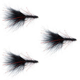 3 Pack Black Red Crystal Mohair Leech Streamer Flies Size 8