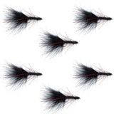 Black Red Crystal Mohair Leech Streamer Fly 6 Flies Size 8