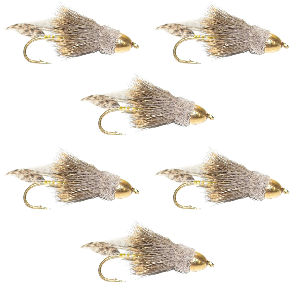 Cone Head Muddler Minnow Trout and Bass Streamer Fly - 6 Flies Hook Si ...