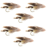 Muddler Minnow Fly Fishing Flies - Classic Bass and Trout Streamers - Set of 6 Flies Hook Size 4